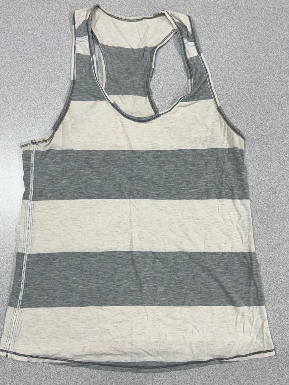 Lululemon Gray & Cream Striped Racerback Tank Top
